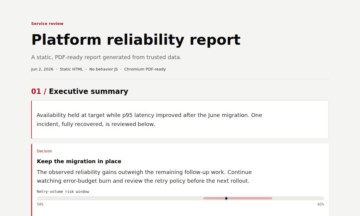 Reliability report screenshot preview